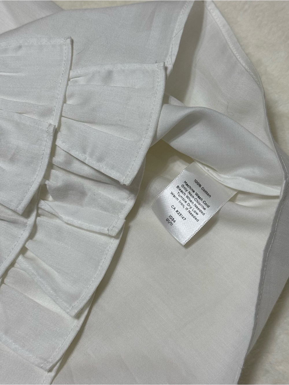TALBOTS Women's Lightweight Stretch Cotton Tank Top Front Ruffle White Size 8p - Picture 6 of 6
